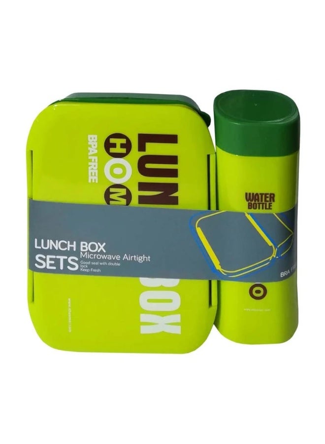 Lunchbox set includes a food container and a microwave-safe water bottle.
